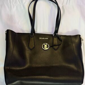 Michael Kors Black Structured Leather Tote